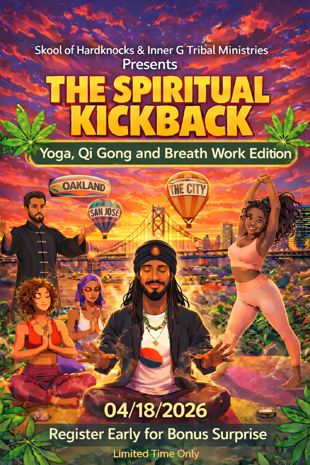 The Spiritual Kickback yoga, qi gong and breath work edition flyer